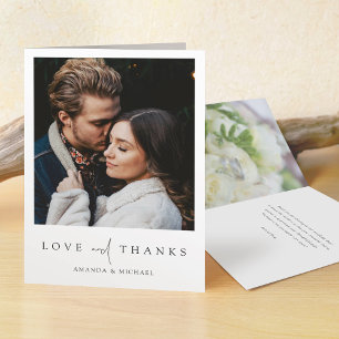 Carte De Remerciements Simple élégant script moderne Mariage photo person