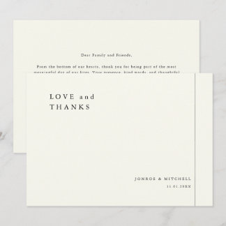Carte De Remerciements Simple Elegant Wedding Thank You Card With Note