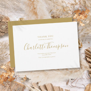 Carte De Remerciements Simple élégante Gold Script Memorial funérailles