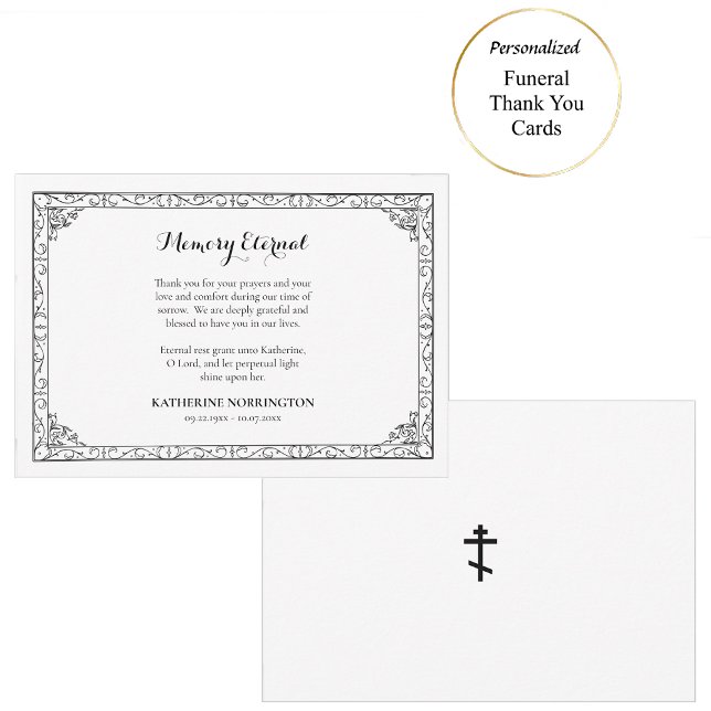 Carte De Remerciements Simple Élégante Rouleaux Noirs Orthodoxes (Créateur téléchargé)