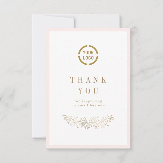 Carte De Remerciements Simple et élégant botanique avec logo petite entre (Devant)