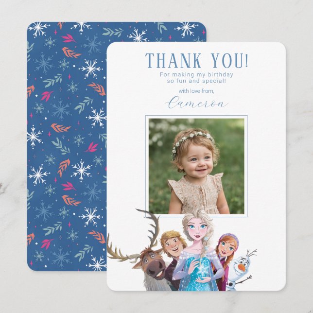 Carte De Remerciements Simple et Moderne Anniversaire Frozen (Devant / Derrière)
