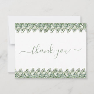 Carte De Remerciements Simple Eucalyptus Greenery Wedding Thank You Card