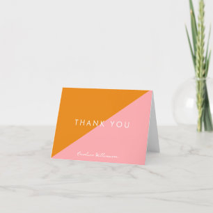 Carte De Remerciements Simple Géométrique Rose Orange Mariage Personnalis
