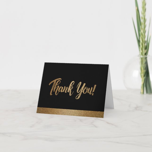 Carte De Remerciements Simple Gold Block sur Black 60e anniversaire perso (Devant)