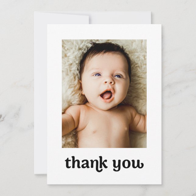 Carte De Remerciements Simple Gold cross Modern 2 Baby Photos Baptême (Devant)