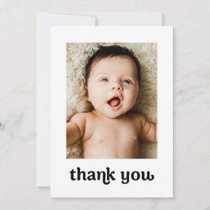 Carte De Remerciements Simple Gold cross Modern 2 Baby Photos Baptême