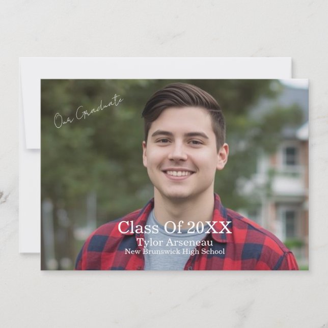 Carte De Remerciements Simple Grad Party Photo Calligraphy Personalize (Devant)