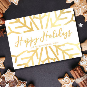 Carte De Remerciements Simple Happy Holidays snowflake or affaires