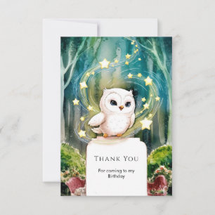 Carte De Remerciements Simple Into the Woods Owl Birthday