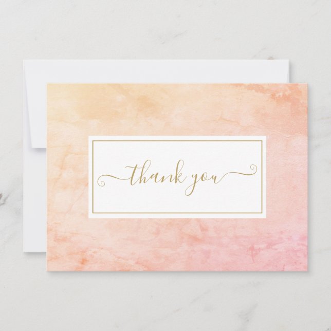 Carte De Remerciements Simple Marbre Doré Écriture Aquarelle (Devant)