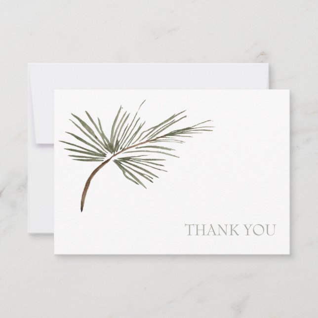 Carte De Remerciements Simple Mariage Branche de Pin Noms Personnalisés M (Devant)