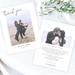 Carte De Remerciements Simple Mariage de script minimaliste photo