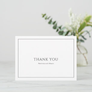 Carte De Remerciements Simple Mariage Élégant Noir et Blanc