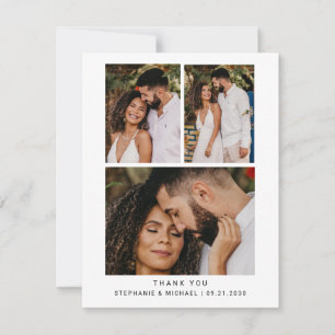 Carte De Remerciements Simple minimaliste 4 photo Mariage de script moder