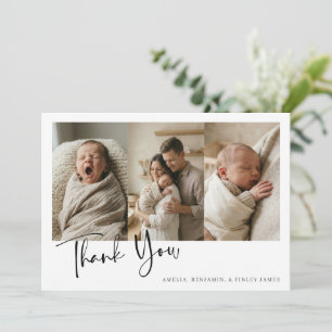 Carte De Remerciements Simple Minimaliste Horizontal Multi Quatre Photo B