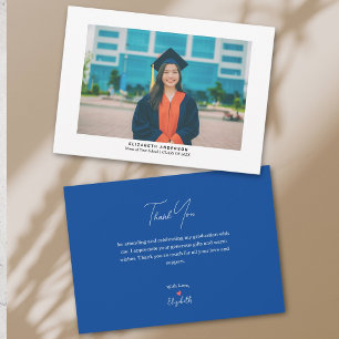 Carte De Remerciements Simple minimaliste Script Graduate Photo Graduate