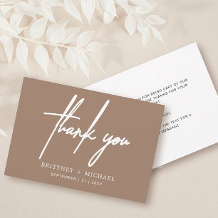 Carte De Remerciements Simple Minuscule Tan De Script Moderne