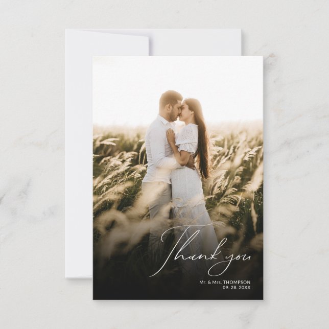 Carte De Remerciements Simple Modern 2 Mariage photo (Devant)