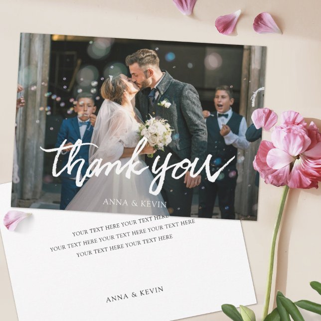 Carte De Remerciements Simple Modern Custom Photo Wedding (Créateur téléchargé)