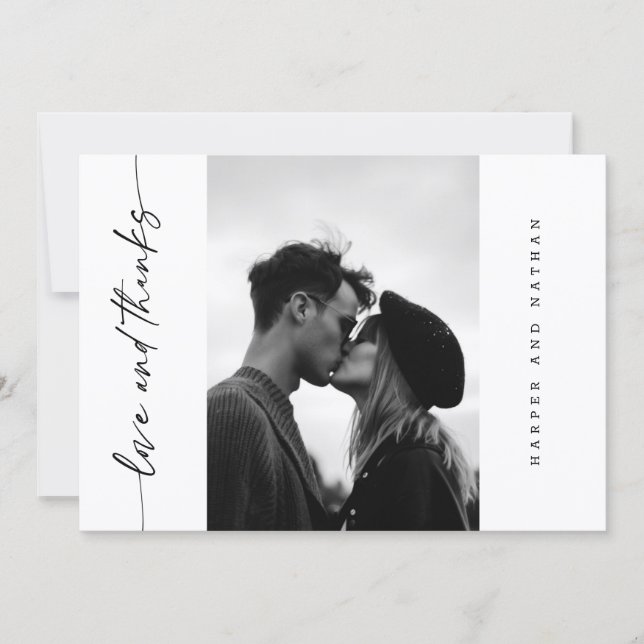 Carte De Remerciements Simple Modern Handwritten Script Photo Wedding (Devant)