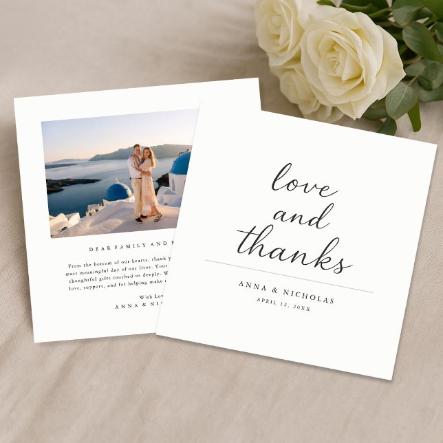 Carte De Remerciements Simple Modern Love & Thanks Photo Wedding Square (Créateur téléchargé)