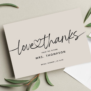 Carte De Remerciements Simple Modern Script Love and Thanks Fête des mari