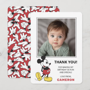 Carte De Remerciements Simple Moderne Anniversaire de Mickey Mouse