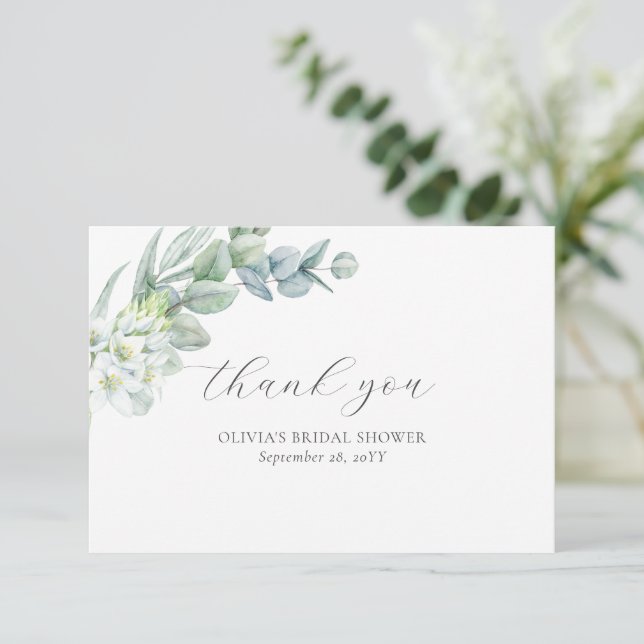 Carte De Remerciements Simple Moderne Élégant Boho Sauge Végétalien Petit (Debout devant)