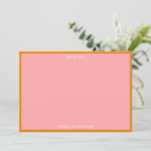 Carte De Remerciements Simple Moderne Fête de Mariage Rose et Orange