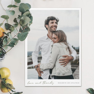 Carte De Remerciements Simple moderne Mariage photo de script vert