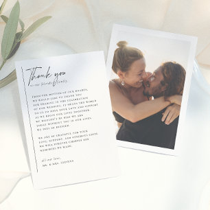 Carte De Remerciements Simple, Moderne & Minimaliste Photo de Mariage Rom