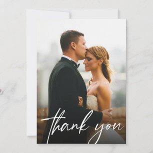 Carte De Remerciements Simple moderne Personnalisé 2 photos Mariages