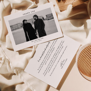 Carte De Remerciements Simple Moderne Photo De Mariage