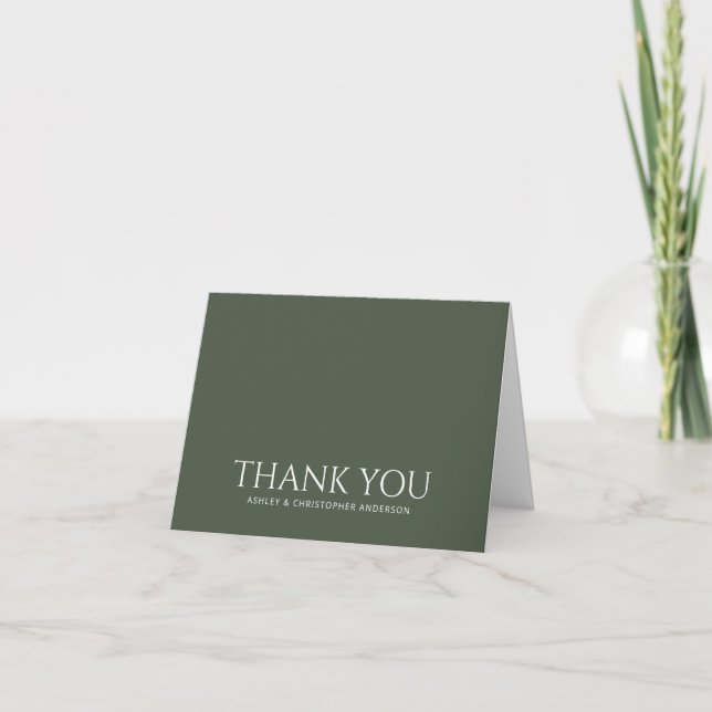 Carte De Remerciements Simple mousse foncée verte (Devant)