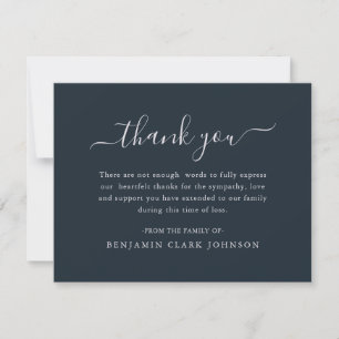 Carte De Remerciements Simple Navy Blue Bereavement Sympathy Funeral