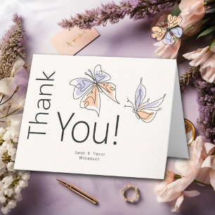 Carte De Remerciements Simple papillon lunaire corail et violet