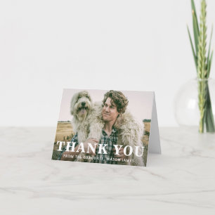 Carte De Remerciements Simple Photo Bold Typographie Moderne Graduation
