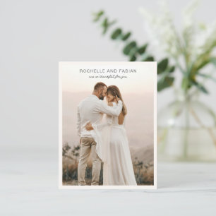 Carte De Remerciements Simple Photo De Crème Mariage Élégant