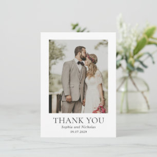 Carte De Remerciements Simple Photo De Mariage Moderne En Noir Et Blanc