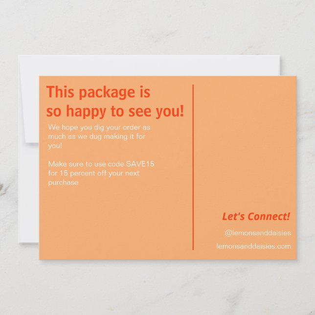 Carte De Remerciements Simple Quirty Peach Red White Small Business Order (Devant)
