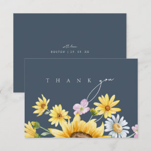 Carte De Remerciements Simple Remerciement de Mariage Fleur de Tournesol