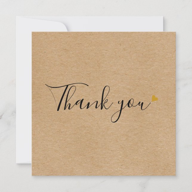 Carte De Remerciements Simple Rustique Kraft Business Élégant Script (Devant)