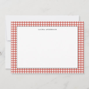 Carte De Remerciements Simple rustique rouge et blanc à carreaux à plat 