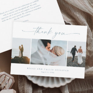 Carte De Remerciements Simple Script 3  Photo Mariage 