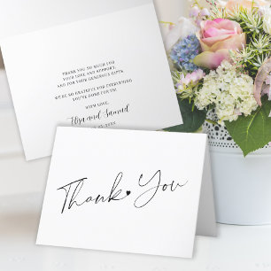 Carte De Remerciements Simple script élégant noir et blanc