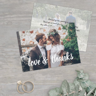 Carte De Remerciements Simple Script Love & Thanks 2 Mariage photo