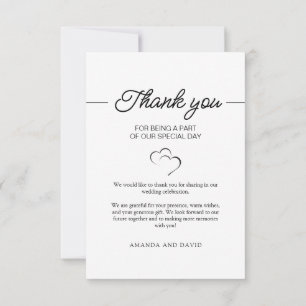 Carte De Remerciements Simple script minimaliste photo Mariage