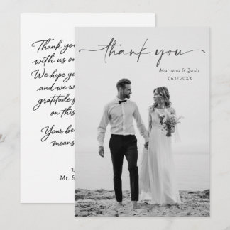 Carte De Remerciements Simple Script Modern Wedding Photo Thank You Card