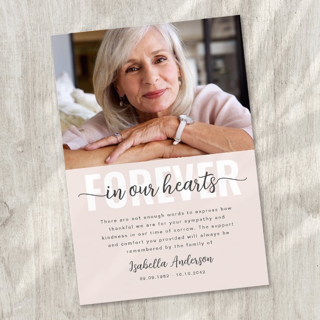 Carte De Remerciements Simple Script Photo Funérailles (Créateur téléchargé)